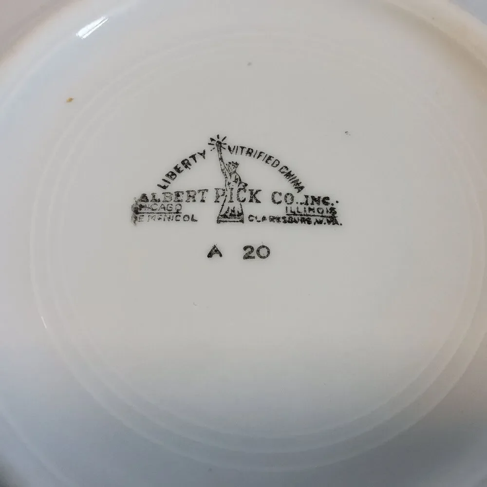 2 Vintage Restaurantware Albert Pick Co Green Band Salad Bread Plates 7.5